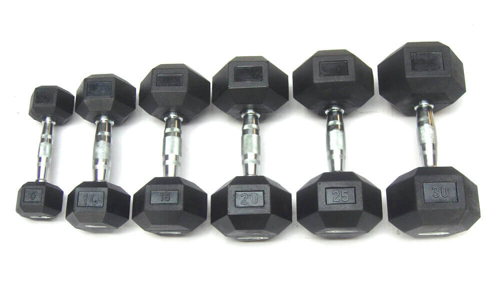 Rubber Coated Hex Dumbbells Fitmus