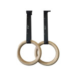 Wood Gymnastic Rings with Numbered Straps